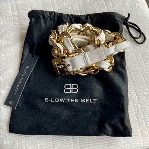 White Leather & Gold Linkchain Belt